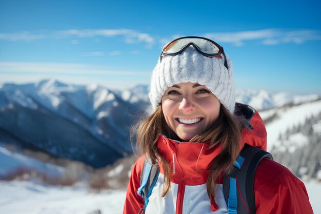 Photo woman skier sport smiling happycore sport portrait outdoor