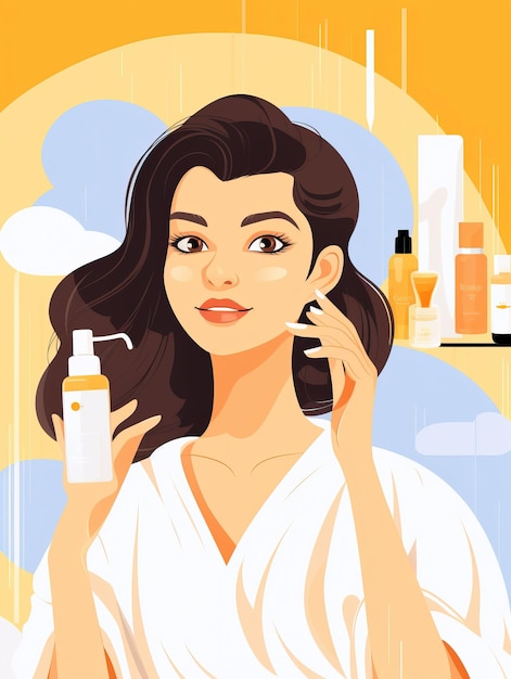 Photo woman skincare routine illustration