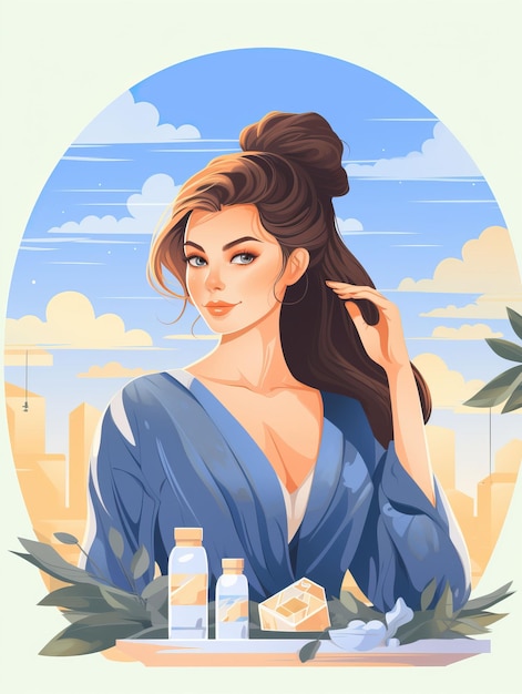 Woman skincare routine illustration