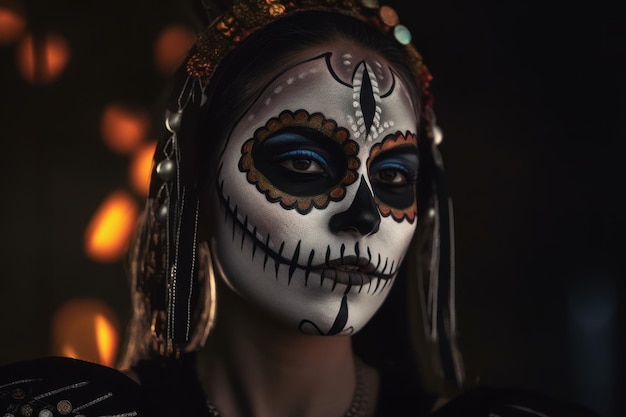 Woman skull makeup Generate Ai