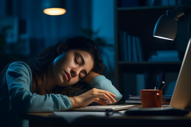 Woman Sleeping Desk