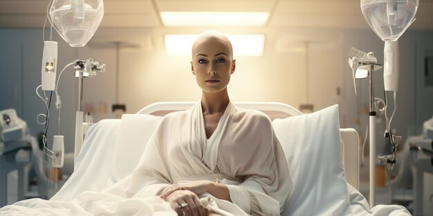 Фото Женщина спит на больничной койке во время операции в отделении интенсивной терапии генеративный ии
