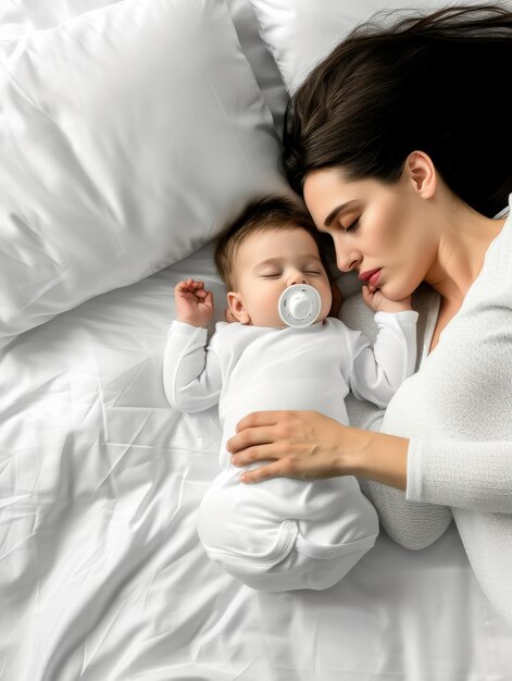 Woman Sleeping With Baby in Bed