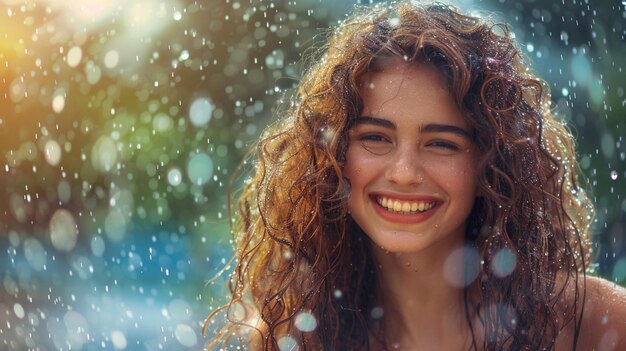 Photo a woman smiles in the snow