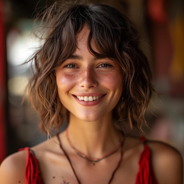 a woman smiling at camera