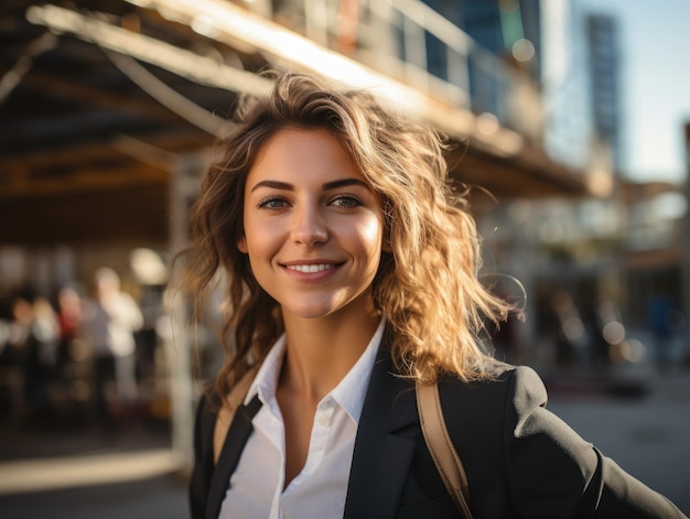 a woman smiling at camera