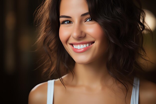 WOMAN SMILING EXPOSING HER PERFECT WHITE TEETH