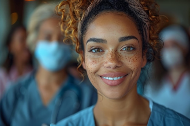 Woman Smiling in Face Mask