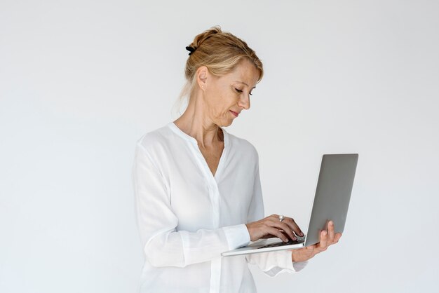 Woman Smiling Happiness Laptop Connection Working