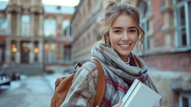 Woman Smiling Holding Book