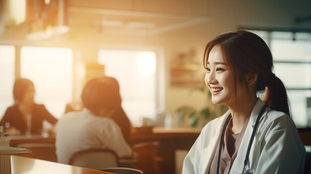 Woman Smiling at Table