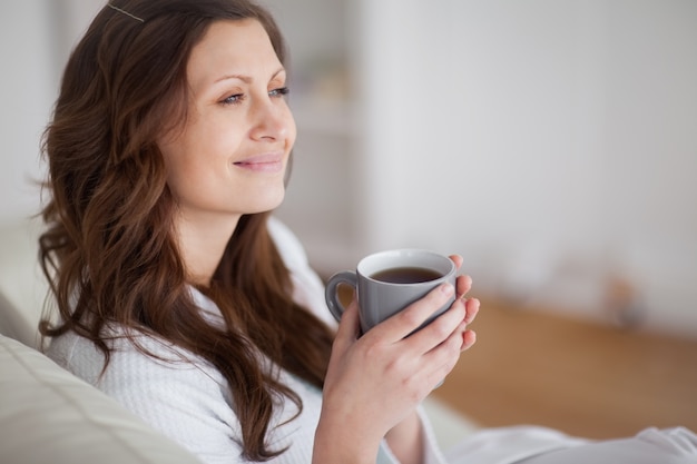 Woman smiling while looking away