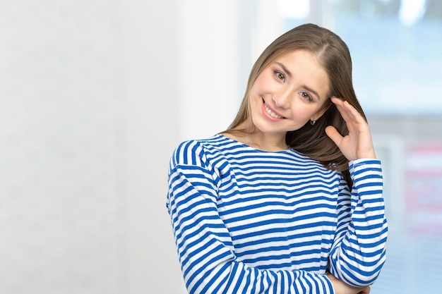 Woman smiling with perfect smile