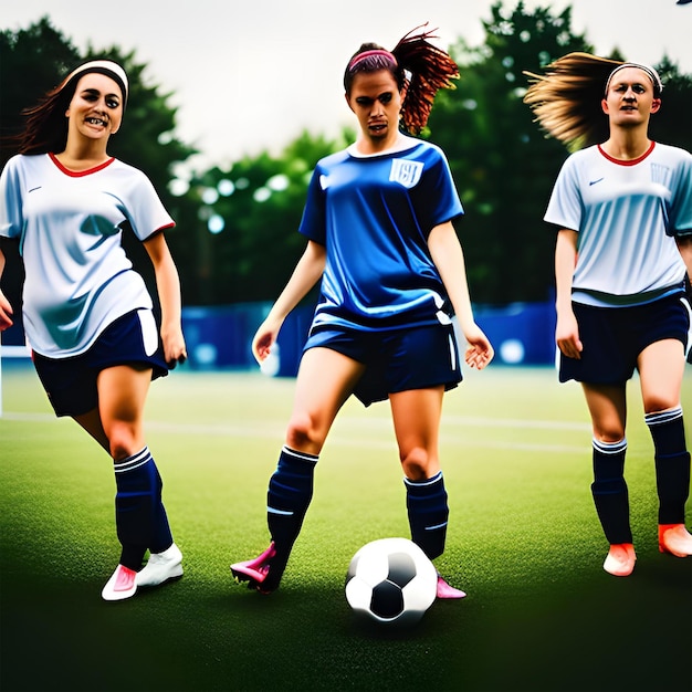 Photo woman soccer ball player