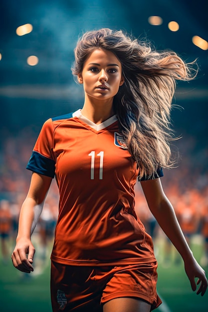 Woman soccer player on the field