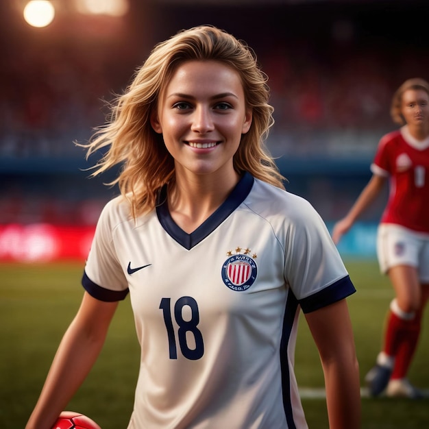 woman soccer player smiling