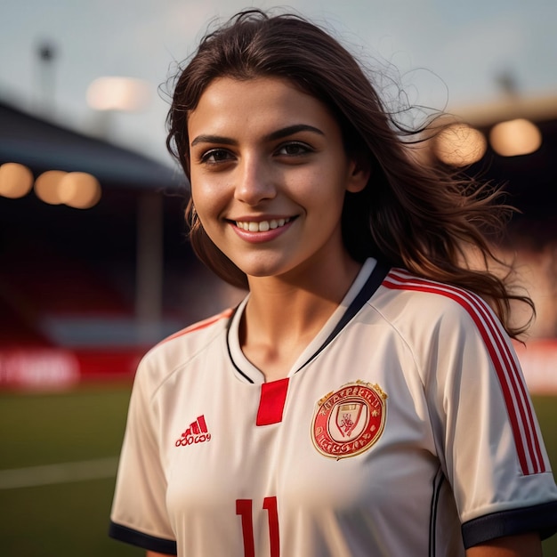 woman soccer player smiling