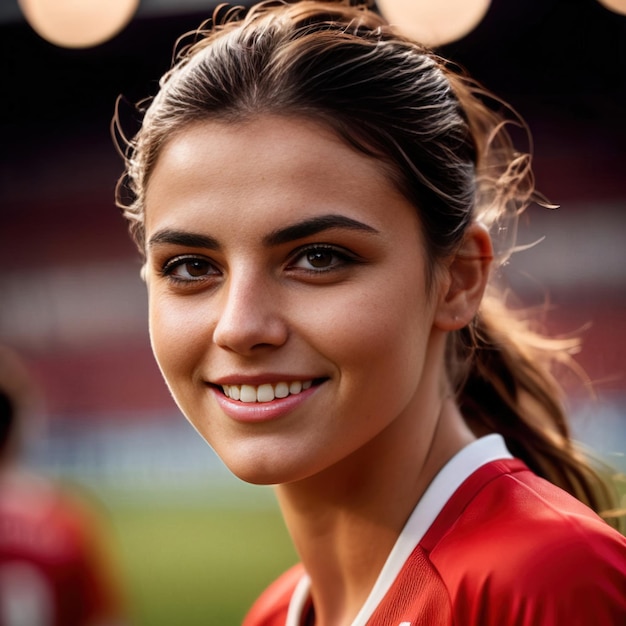 woman soccer player smiling