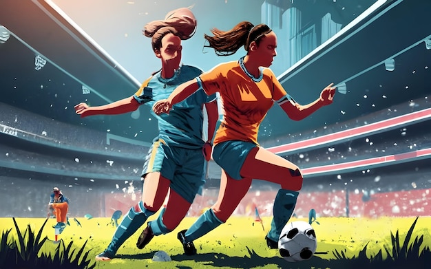 woman soccer plyers