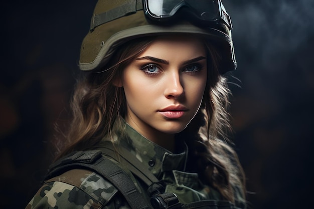 Woman Soldier in military uniform Ukrainian army Patriotism concept AI generated