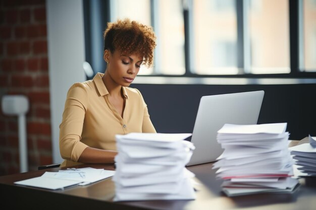 Woman sorting emails by priority