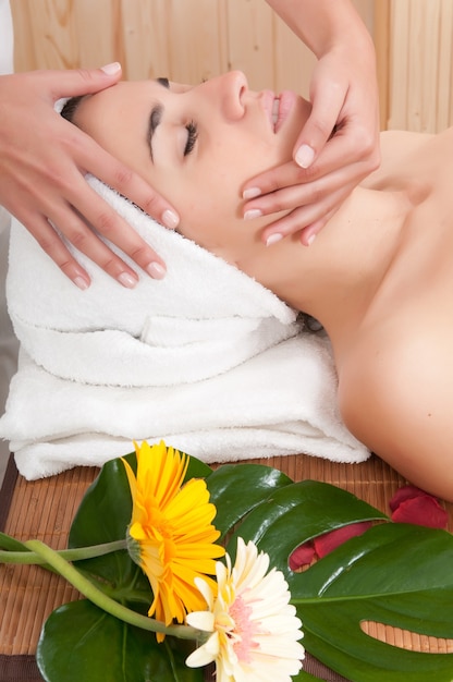 woman in spa or sauna after a body treatment or massage