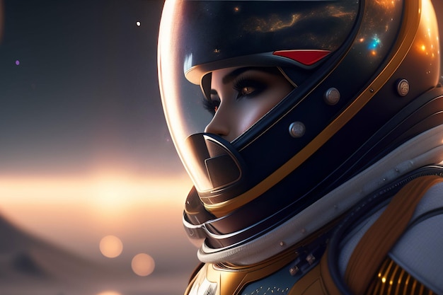 A woman in a space suit with the word space on the front.