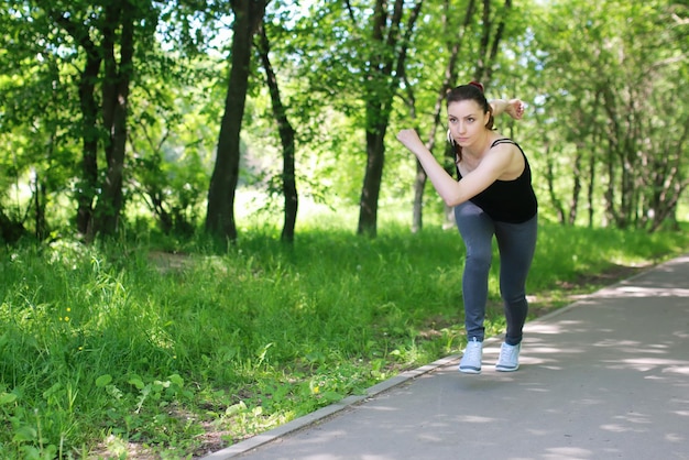 Woman sport run in park outdoor