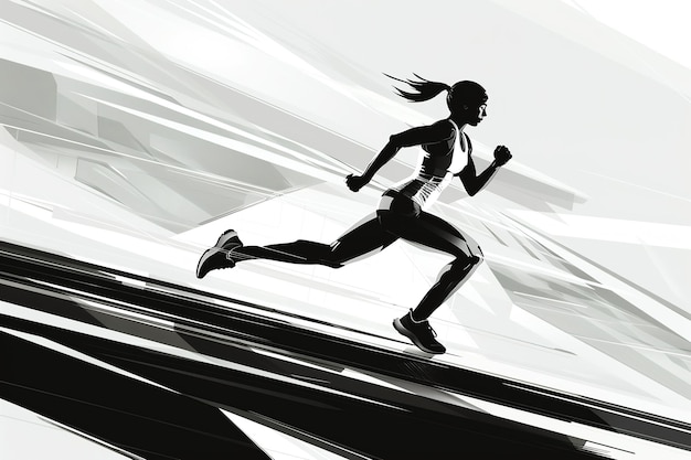 Woman sprinting with dynamic shadows