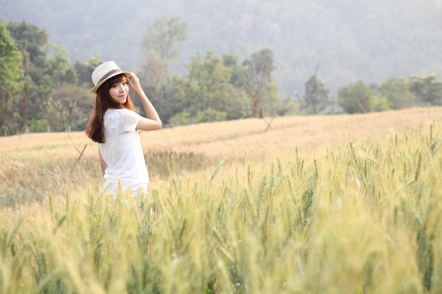 Woman standing in farm