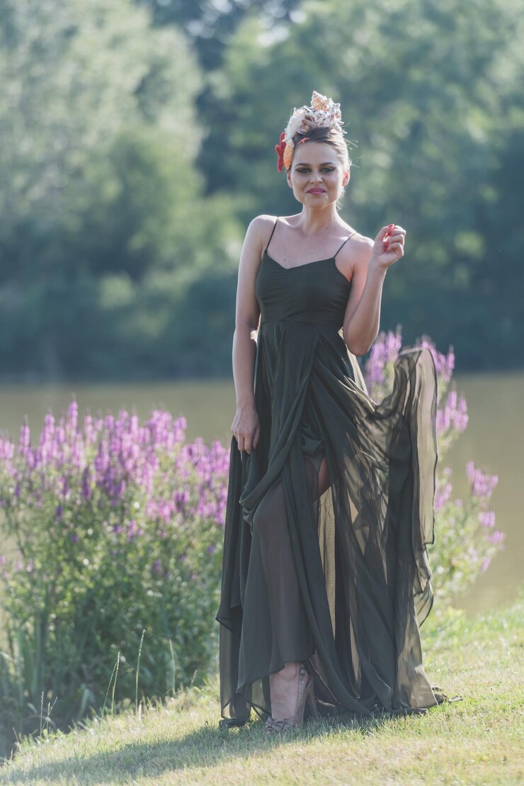 Photo woman standing in a field