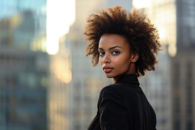 Woman Standing in Front of City Skyline