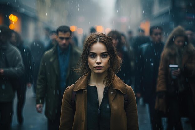 A woman standing in front of a group of people