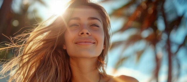 Woman Standing in Front of Palm Tree