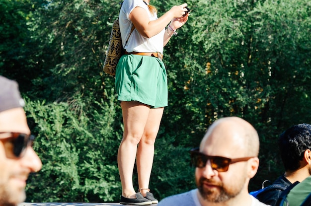 Woman standing on grass