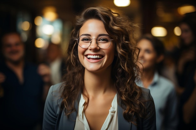 Woman standing in her office AI