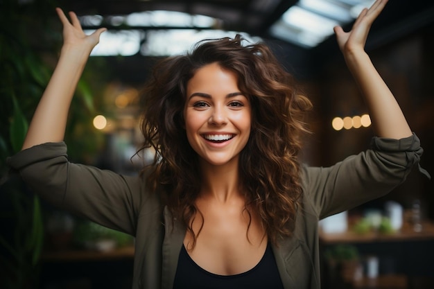 Woman standing in her office AI