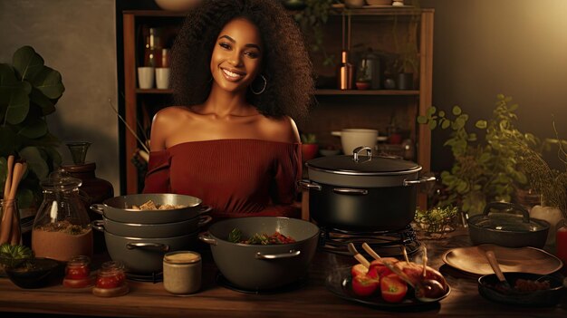 Woman Standing in Kitchen Next to Pot Juneteenth