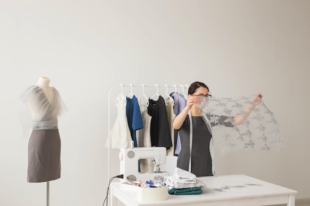 Woman standing on table