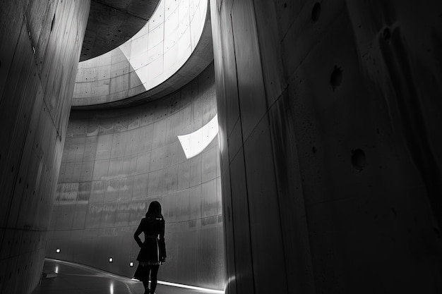 A woman standing in a tunnel with her hands on her hips