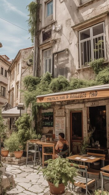 A woman stands in front of a building that says'tropicana'on it