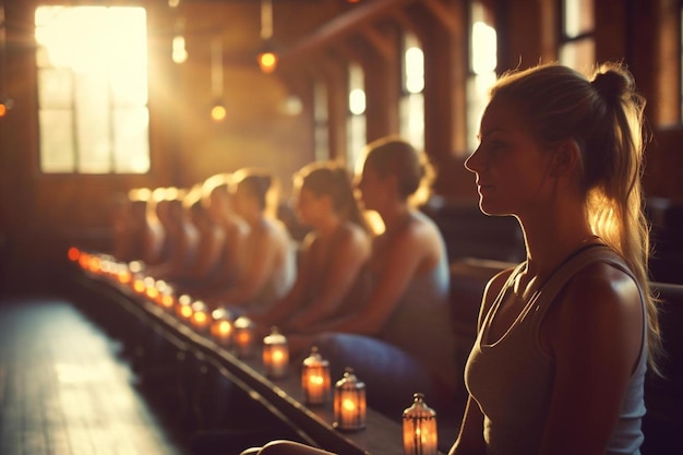 a woman stands in front of a row of candles that say  no