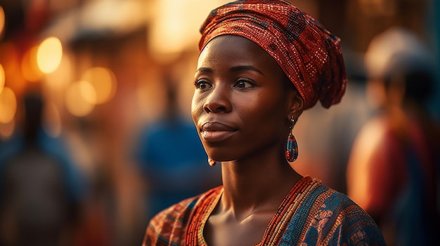 A woman stands in a street in ghana