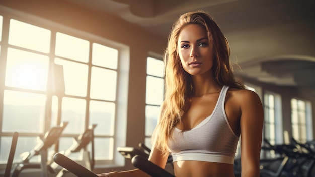 Woman on stationary exercise bike maintaining a healthy lifestyle focused on exercises