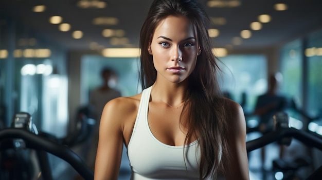 Woman on stationary exercise bike maintaining a healthy lifestyle focused on exercises