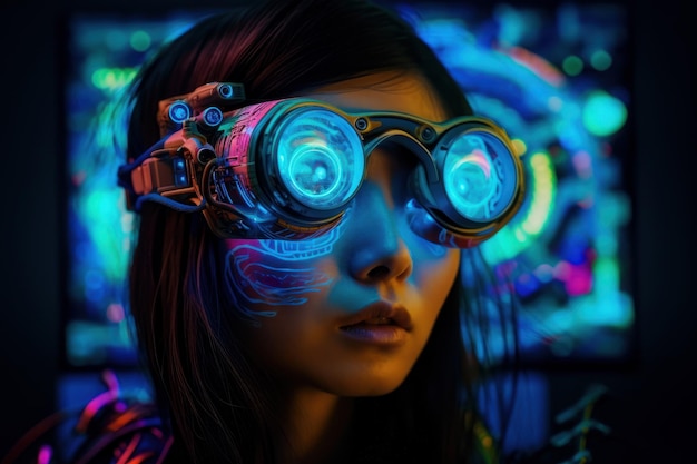 Woman in strange glasses Beautiful illustration picture Generative AI