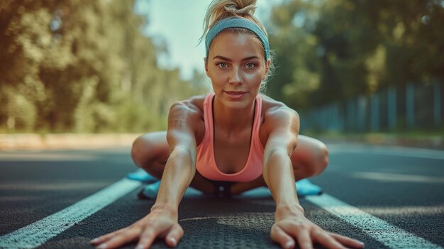 A Woman Stretching Her Legs Before Starting Wallpaper