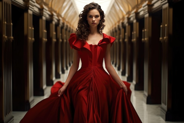 Woman in a Striking Red Dress