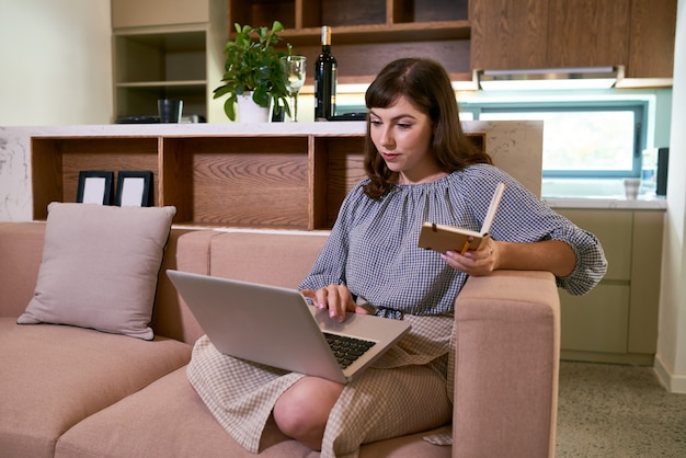 Woman studying at home