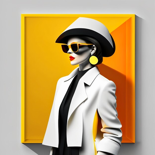 Woman in stylish clothes with colorful background generative ai